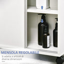 Mobiletto Bagno con Porte Scorrevoli 70x20x71 cm Ripiano Regolabile con Ruote Bianco