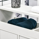 Mobiletto Bagno con Porte Scorrevoli 70x20x71 cm Ripiano Regolabile con Ruote Bianco