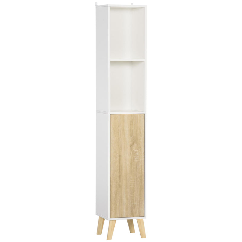 Mobile a Colonna per Bagno 31x30x177 cm 1 Amta 2 Mensole Bianco e Legno