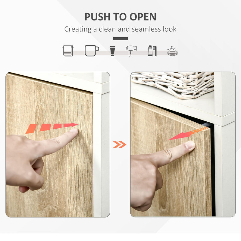 Mobile a Colonna per Bagno 31x30x177 cm 1 Amta 2 Mensole Bianco e Legno