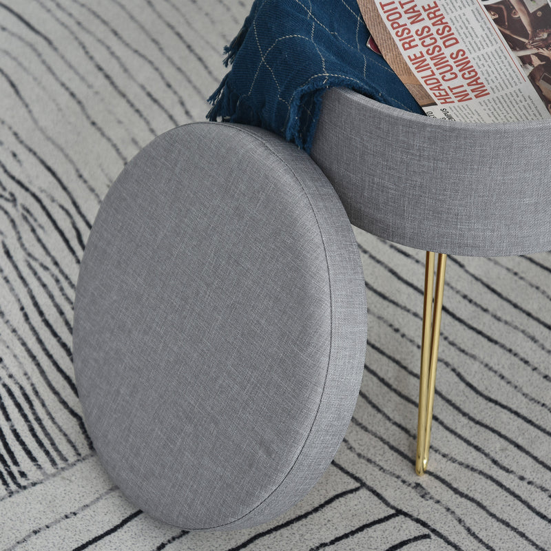 Pouf Contenitore 2 in 1 36x36x45 cm in Metallo Oro e Tessuto Grigio