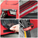 Carrellino Rimorchio per Cani e Animali Domestici 140x72,5x107,5 cm in Acciaio e Tessuto Oxford Rosso