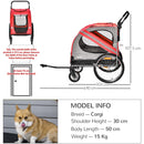 Carrellino Rimorchio per Cani e Animali Domestici 140x72,5x107,5 cm in Acciaio e Tessuto Oxford Rosso