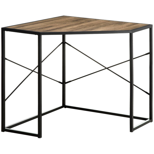 prezzo Eckschreibtisch 80 x 80 x 77,5 cm aus Stahl und schwarzer und brauner Spanplatte