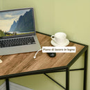 Scrivania Angolare 80x80x77,5 cm in Acciaio e Truciolato Nera e Marrone