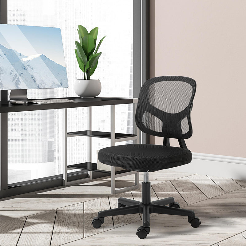 Sedia Poltrona Operativa da Ufficio 45x45x78-88 cm in Nylon e Rete Nera