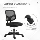 Sedia Poltrona Operativa da Ufficio 45x45x78-88 cm in Nylon e Rete Nera