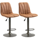 Set 2 Sgabelli Imbottiti 45x54x96-117 cm in Acciaio e Similpelle Marrone e Grigio