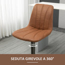 Set 2 Sgabelli Imbottiti 45x54x96-117 cm in Acciaio e Similpelle Marrone e Grigio