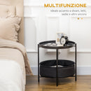 Tavolino da Caffè Ø46x48 cm in Acciaio con Cestino in Tessuto Nero