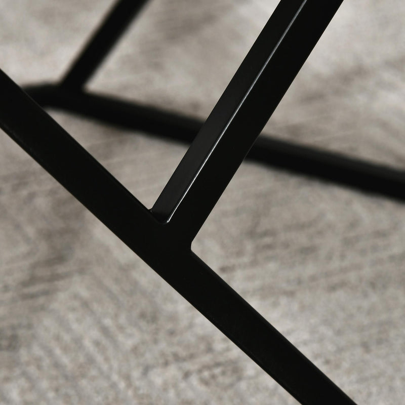 Tavolino da Salotto 81x70x51,2 cm Piano Effetto Marmo in MDF e Acciaio Nero