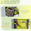 Zaino Porta Bimbo 6-36 mesi Pieghevole 33x31x120 cm in  Tessuto Oxford e Nylon Verde e Grigio