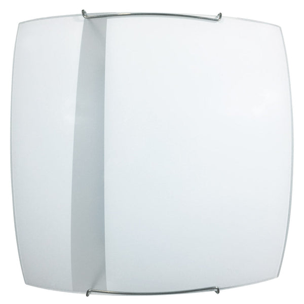 sconto Deckenleuchte 1xE27 Weißer Rahmen Glasplatte Weißes Satinband E-Energy Gilda