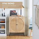 Credenza 80x39x101,8 cm in Legno e Rattan  Naturale