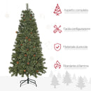 Albero di Natale Artificiale H180 cm 450 Rami con Pigne Decorative e Base in Metallo Verde