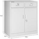 Armadietto  Metallico Porta Documenti 2 Ante 2 Cassetti per Ufficio/Casa in Acciaio Grigio