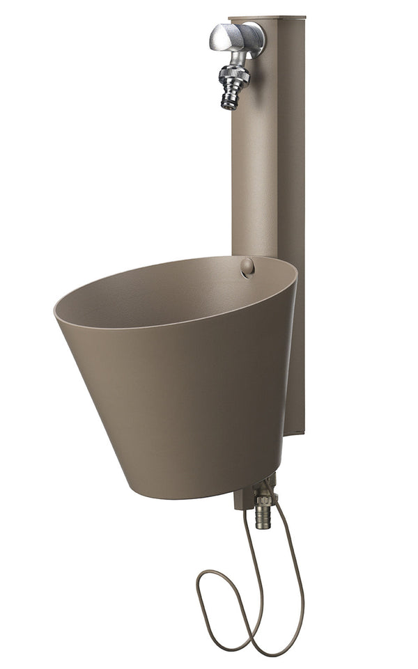 sconto Gartenwandbrunnen mit Doppelhahn 49 x 23 x 26,6 cm Belfer 42/PRS Tortora