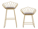 Sgabello Glam Flower Grigio 57x52x94-56x48x72,50 cm in Ferro e Spugna e Tessuto Oro e Grigio