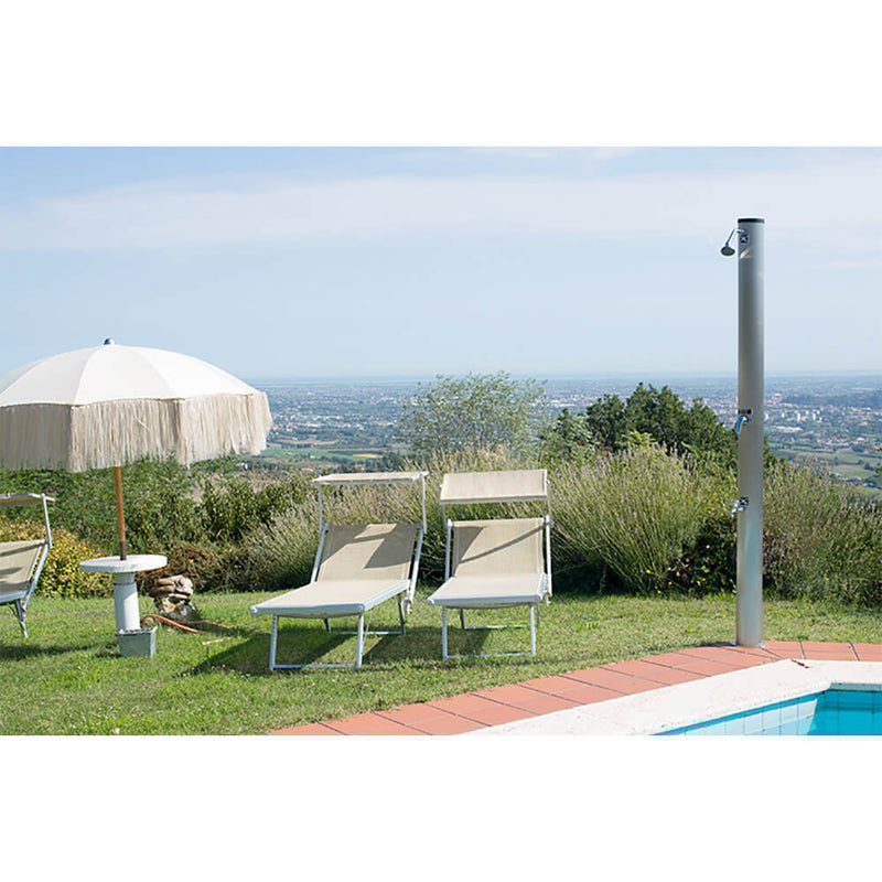 Doccia Solare da Giardino 28L Miscelatore e Lavapiedi ATI Docce D Inox Anodizzato