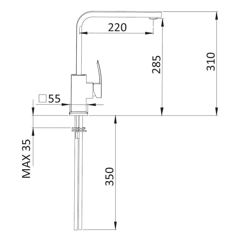 Rubinetto Miscelatore Monocomando Girevole Lavello Alto in Ottone Mariani Marte Cromato