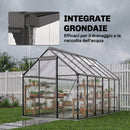 Serra da Giardino 7,1 m² 190x375x199 cm in Policarbonato con Telaio in Lega di Alluminio Grondaie Finestre Apribili e Porta Scorrevole      
