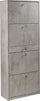 Schuhschrank 4 Türen 1 Schublade 63x164x29 cm Zement