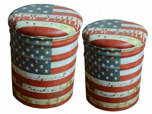 Set 2 Pouf Round Container aus MDF USA online