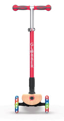 Monopattino 3 Ruote a LED Pieghevole 3 Altezze Max 50 Kg Globber Primo Foldable Wood Rosso