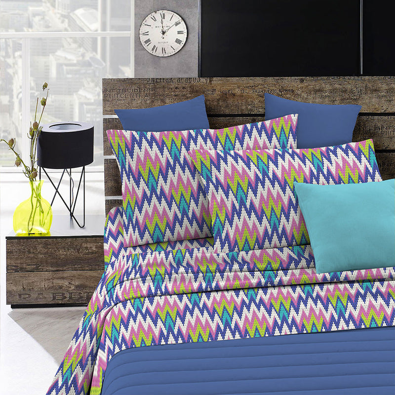 Set lenzuola stampa sopra Sotto e Federe Zigzag