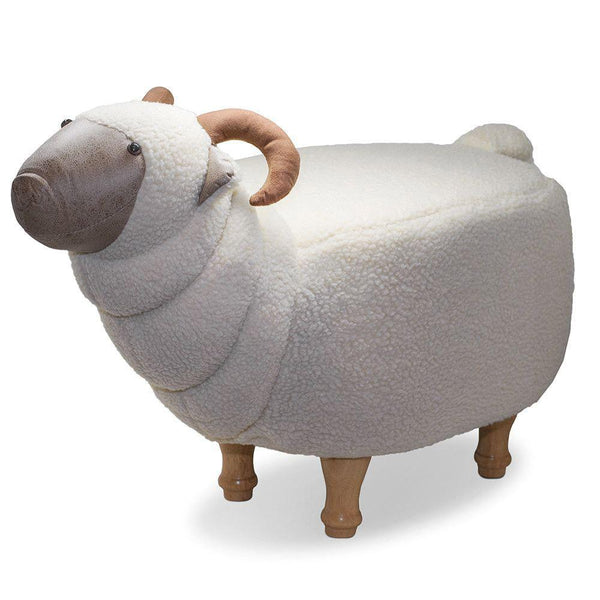 Hocker Pouf Fußstütze für Kinder 68x35x37-50 cm Weißes Schaffell Divina Home acquista