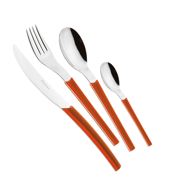 Servizio Set di Posate 24 pezzi in Acciaio Inox Eme Loto Arancio 1235C acquista