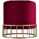 Pouf Imbottito Rotondo in Velluto Ø43 cm  Rosso