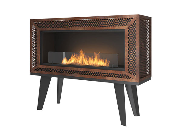 Bioethanol Bodenkamin 100x47 cm mit braunem Industrieglas prezzo