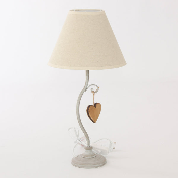 Lampada da Tavolo 20xH46 cm in Metallo con Decorazione Cuore Grigia sconto