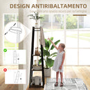 Appendiabiti da Terra 34x34x170 cm con 8 Ganci e 4 Ripiani in MDF Marrone  