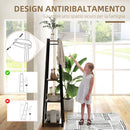 Appendiabiti da Terra 34x34x170 cm con 8 Ganci e 4 Ripiani in MDF Marrone  