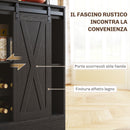 Credenza da Cucina Alta Stile Rustico 100x38x180 cm Portabottiglie Prese di Ricarica e Luci LED in Truciolare Nero  