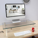 Supporto Monitor da Scrivania Regolabile 56x21x9-11H cm in Vetro e Acciaio  Glass