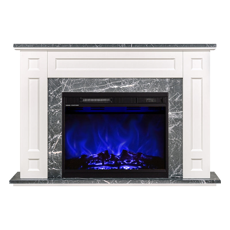 Camino Elettrico da Pavimento 78x115x27 cm Effetto Fiamma 1500W Frida & Lorance Ivory/dark gray