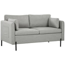 Divano 2 Posti 143x73x77 cm in Tessuto Effetto Lino Grigio