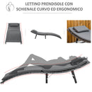 Set 2 Lettini Prendisole e Tavolino Pieghevoli in Rattan Grigio
