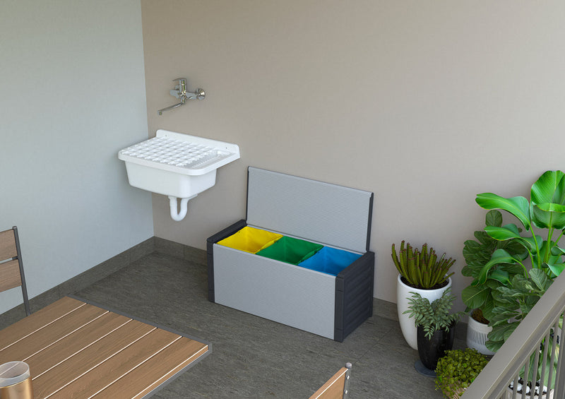 Pattumiera Cassapanca 85x34x38 cm con Sacchi per la  Differenziata    