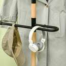 Appendiabiti da Terra 46x35x152 cm in Legno e Acciaio con Mensola e Gruccia Nero