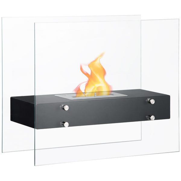 sconto Bioethanol-Bodenkamin 60x26x50 cm aus Metall und schwarzem Glas