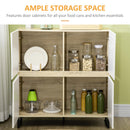 Credenza 4 Ante 100x41,5x107 cm in Acciaio e Legno Truciolare Bianco e Naturale