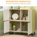 Credenza 4 Ante 100x41,5x107 cm in Acciaio e Legno Truciolare Bianco e Naturale