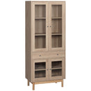 Credenza 1 Cassetto 4 Ante in Vetro 76x40x183 cm in Legno Naturale