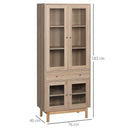 Credenza 1 Cassetto 4 Ante in Vetro 76x40x183 cm in Legno Naturale