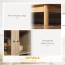 Credenza 1 Cassetto 4 Ante in Vetro 76x40x183 cm in Legno Naturale