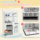 Cucina Giocattolo per Bambini 60,1x31,7x92,9 cm con Luci e Utensili in MDF e PP Bianca